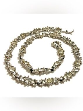 Cubic Zirconia CZ Silver Women’s Necklace Choker Articulated Chain Style